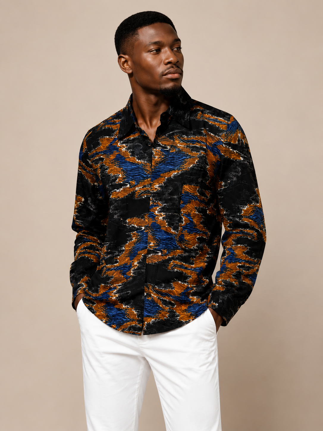 AfroWave Luxe Men’s Button-Up